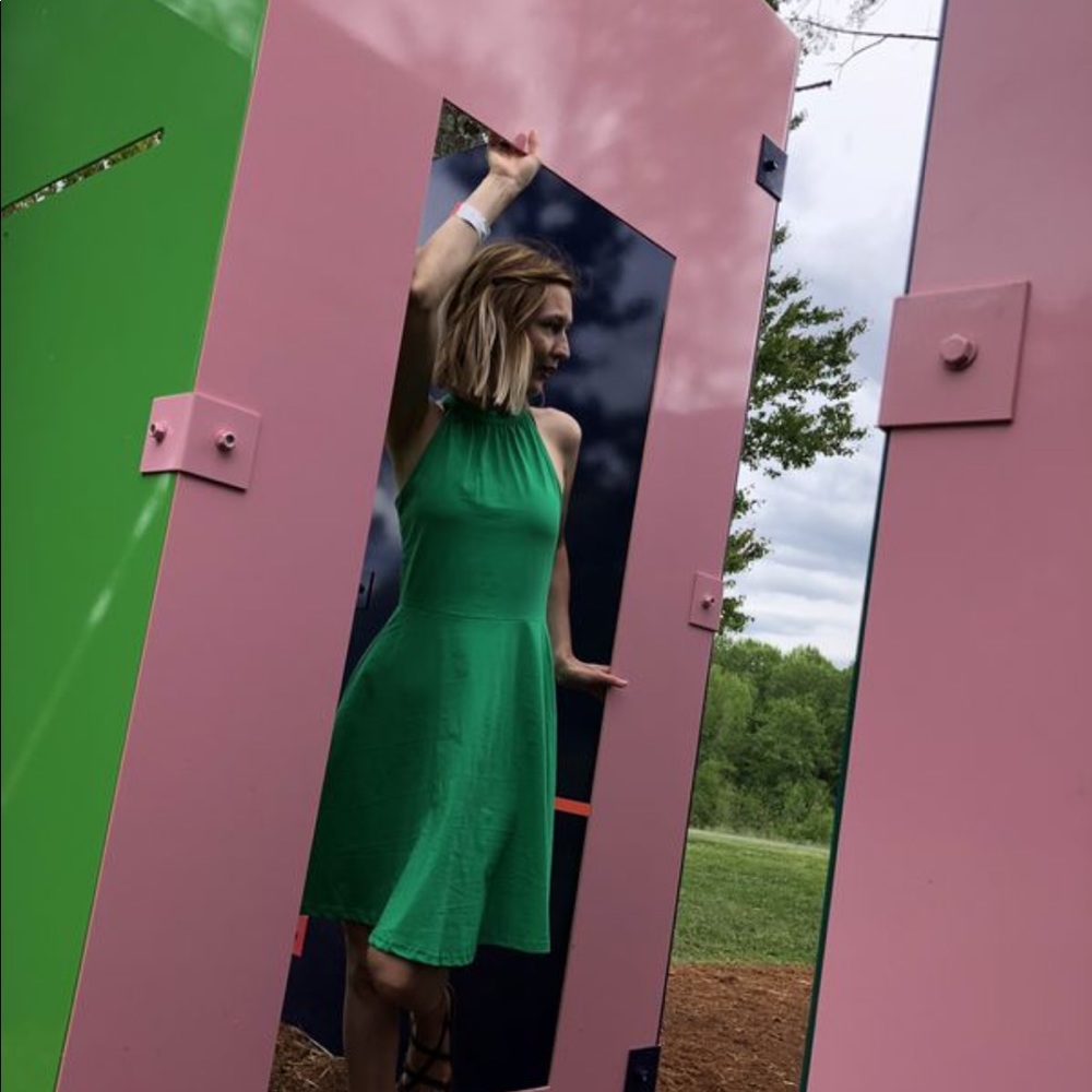 Green cotton dress, S size